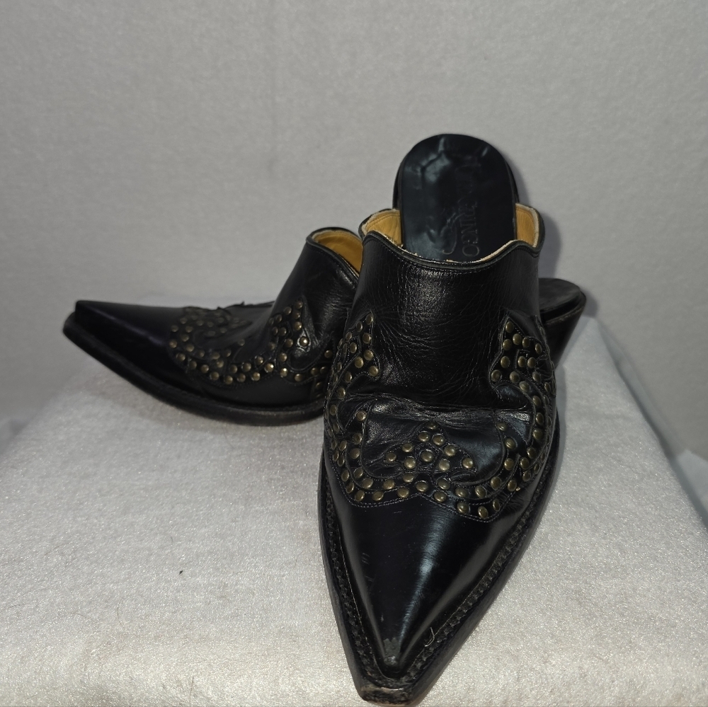 Old Gringo Black Leather Studded Pointed Toe Mule Heels  Size 7B Made in Mexico - Picture 7 of 12